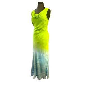 Y2K Fairy Feminine Ombre Maxi Slip Dress Size 8 Romantic Whimsical Colorful